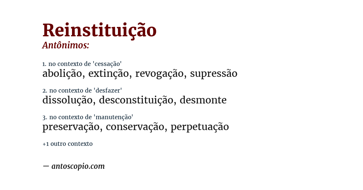 Antônimo de reinstituição