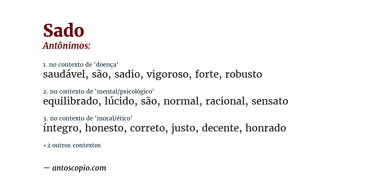 Antônimo de sado