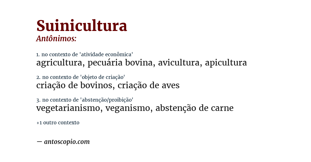 Antônimo de suinicultura