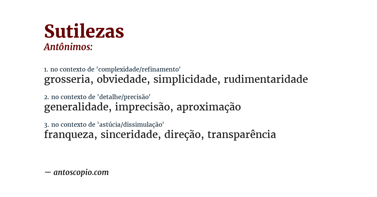 Antônimo de sutilezas
