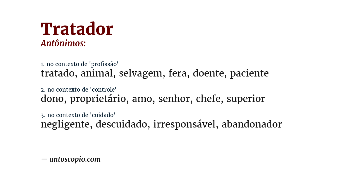 Antônimo de tratador