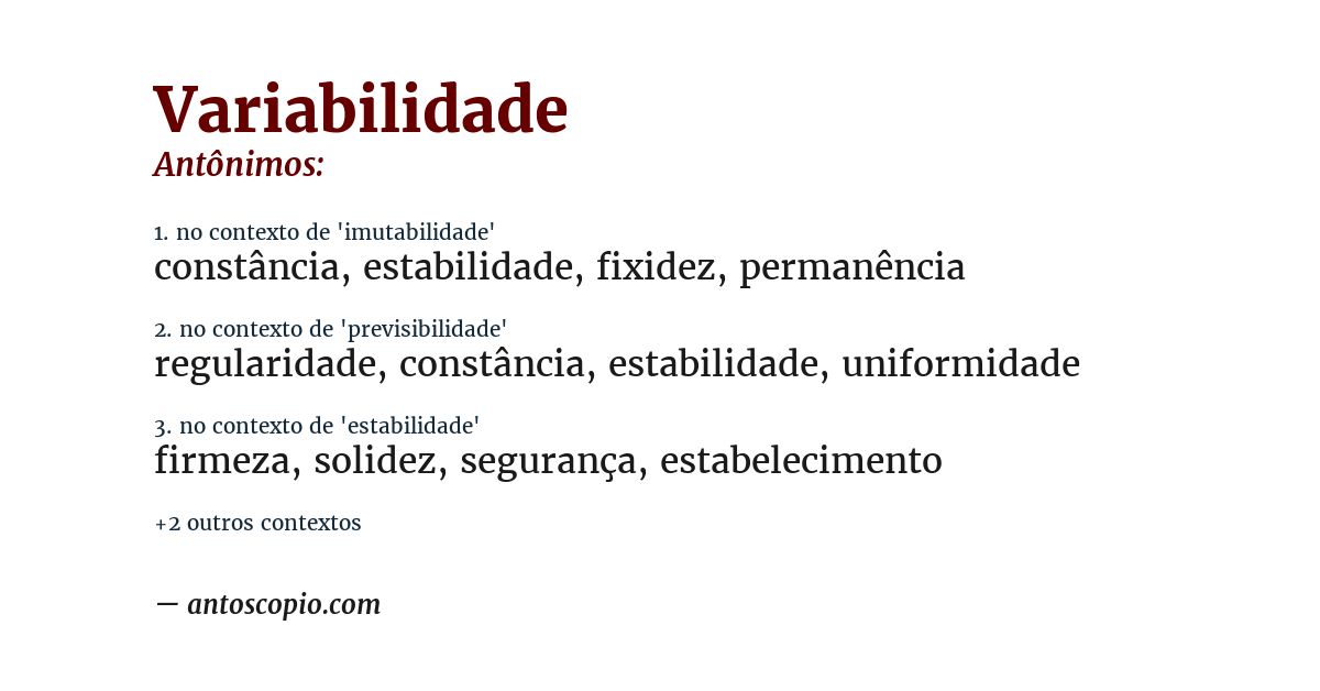 Antônimo de variabilidade
