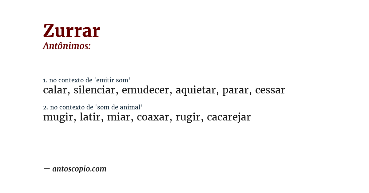 Antônimo de zurrar