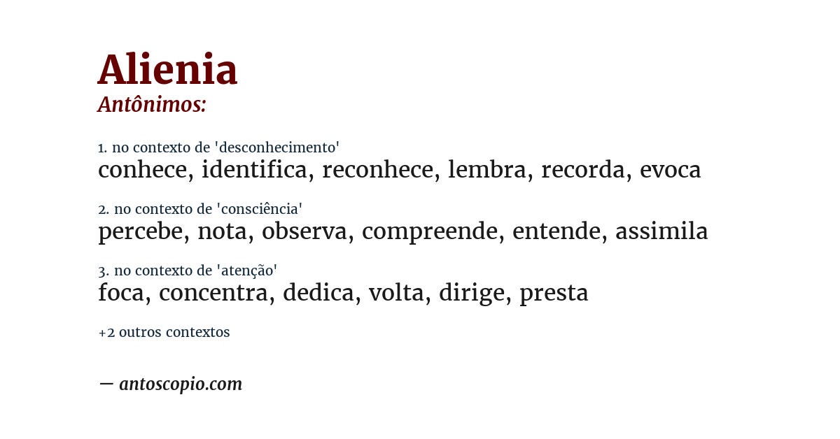 Antônimo de alienia