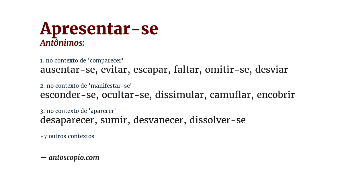 Antônimo de apresentar-se