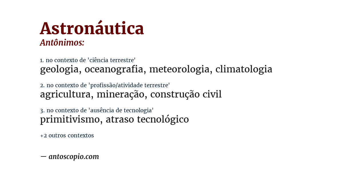 Antônimo de astronáutica