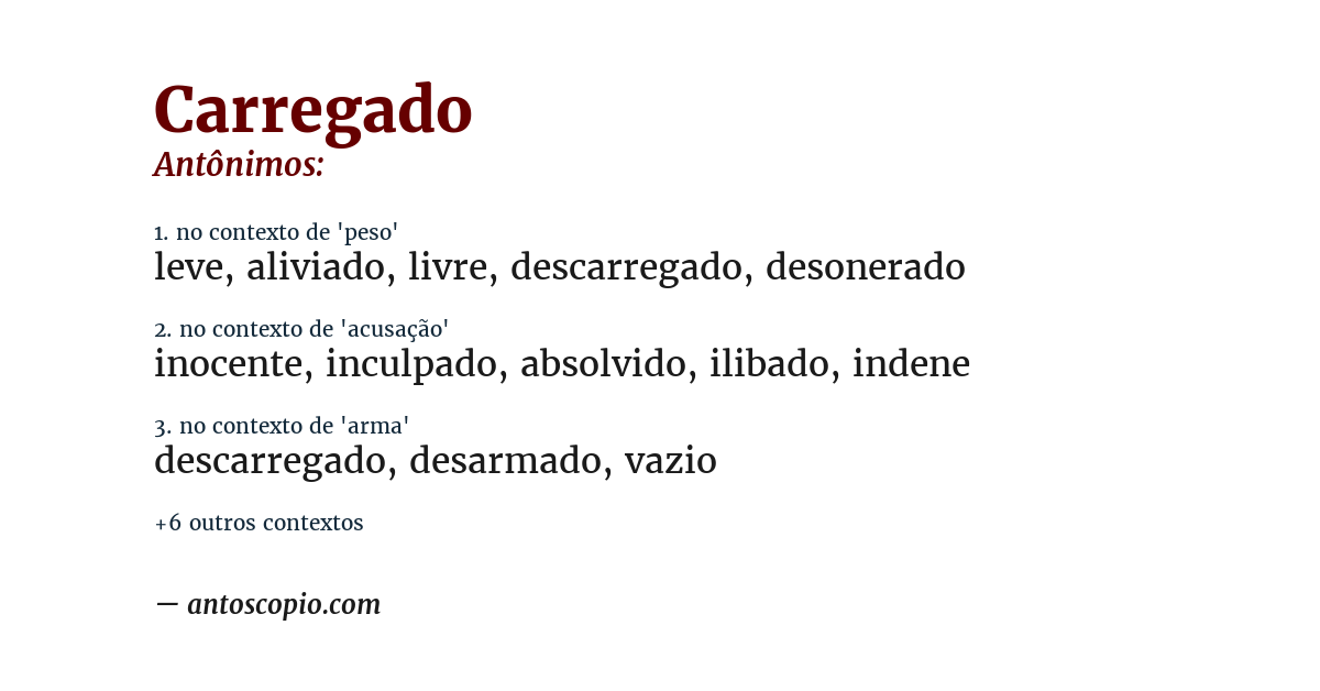Antônimo de carregado