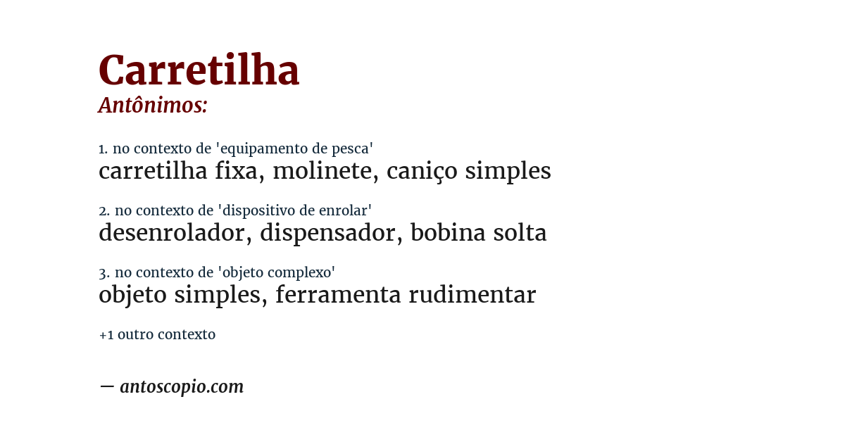 Antônimo de carretilha