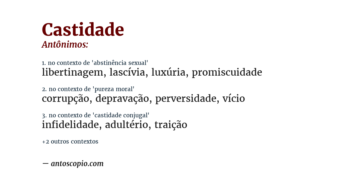 Antônimo de castidade