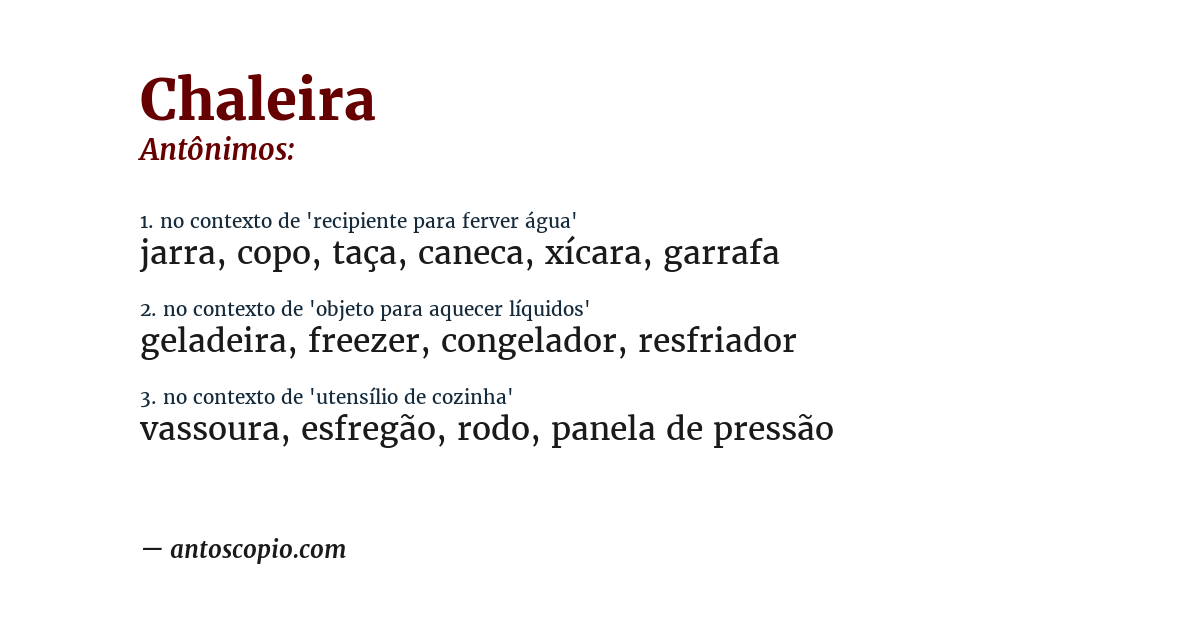 Antônimo de chaleira