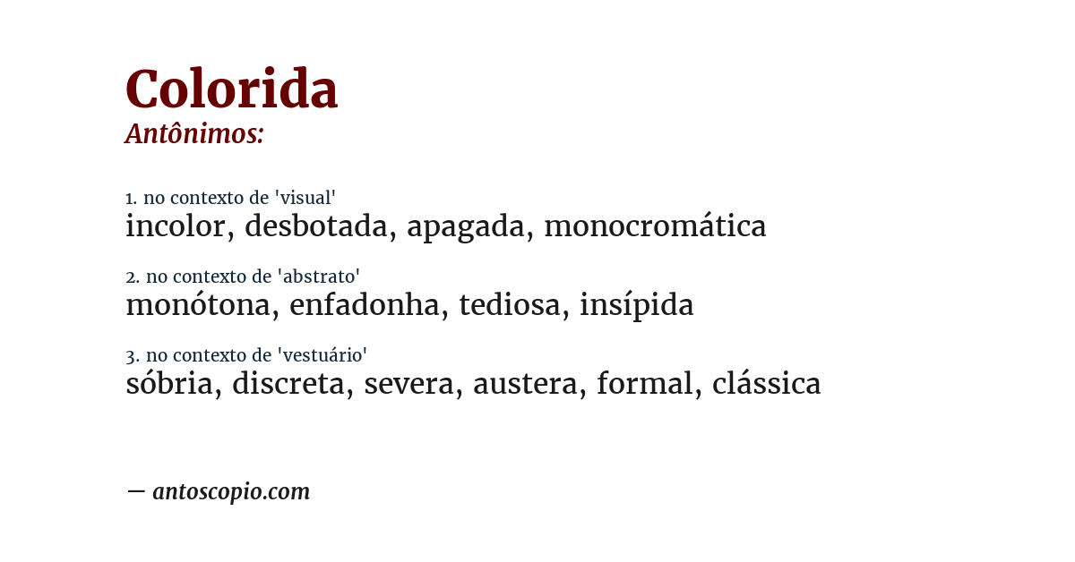 Antônimo de colorida