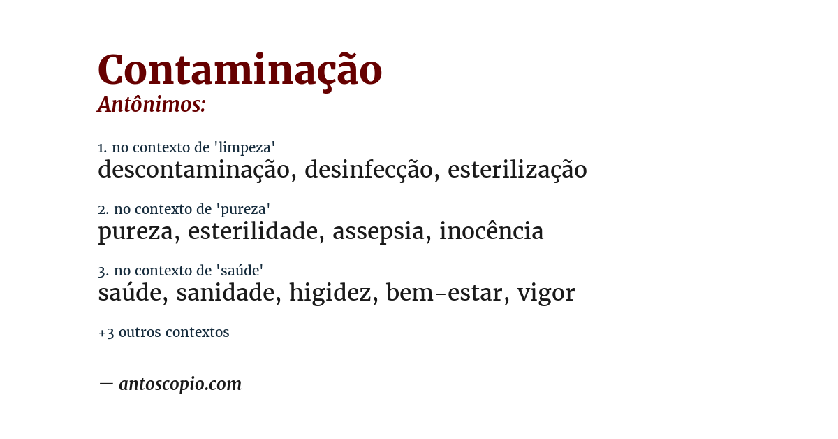 Antônimo de contaminação
