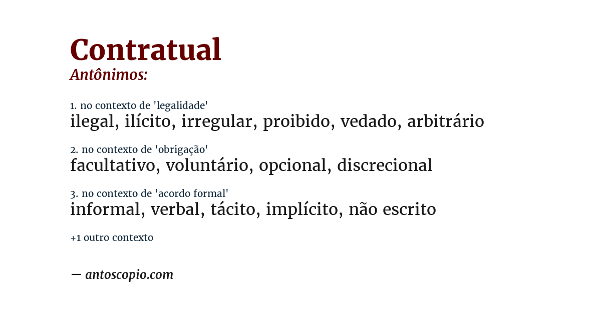 Antônimo de contratual