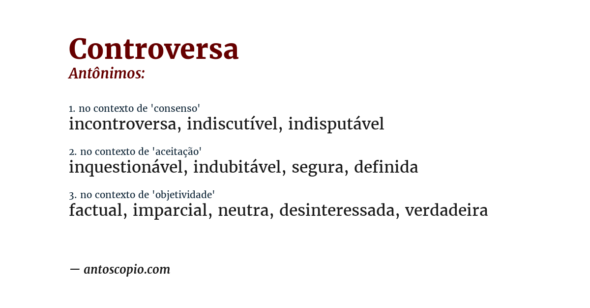 Antônimo de controversa