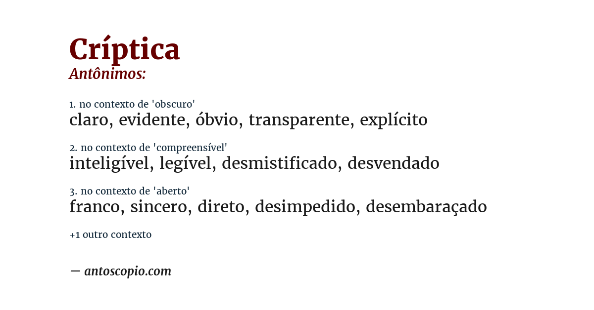 Antônimo de críptica