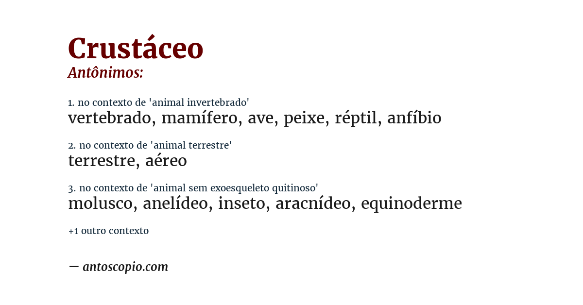 Antônimo de crustáceo