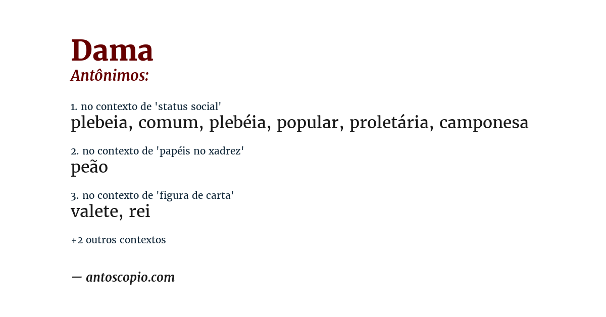 Antônimo de dama