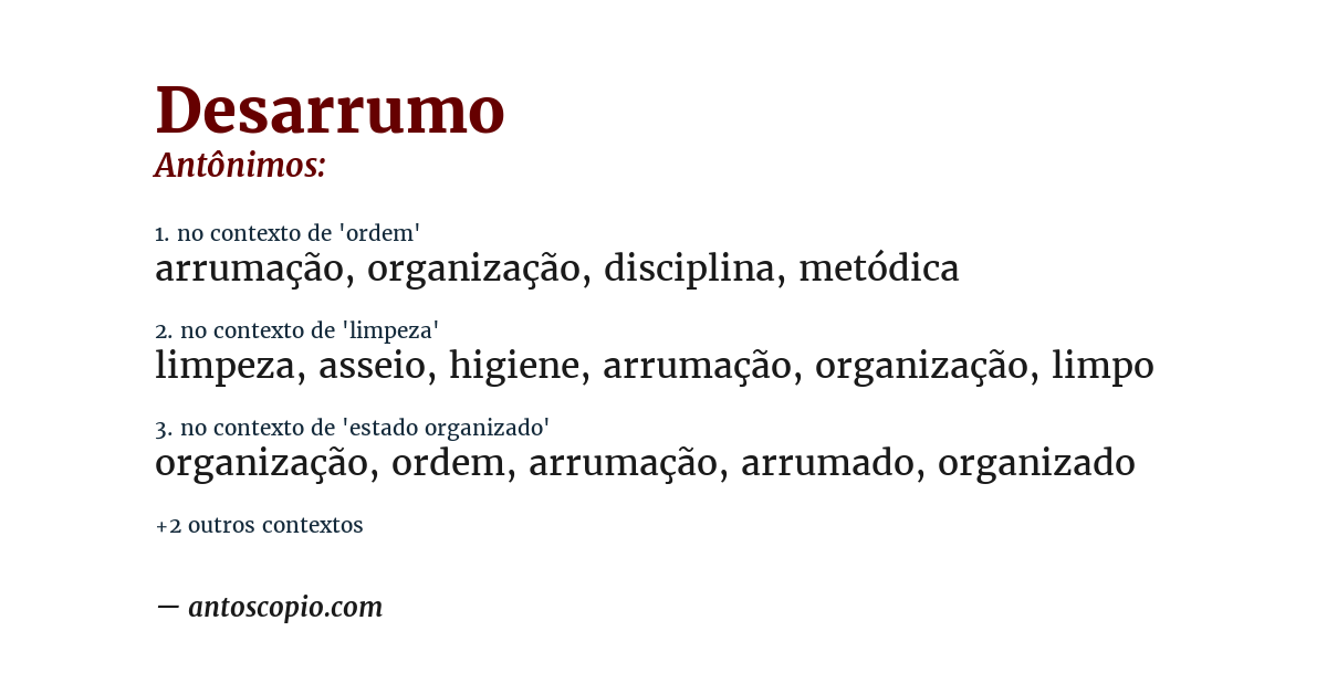 Antônimo de desarrumo
