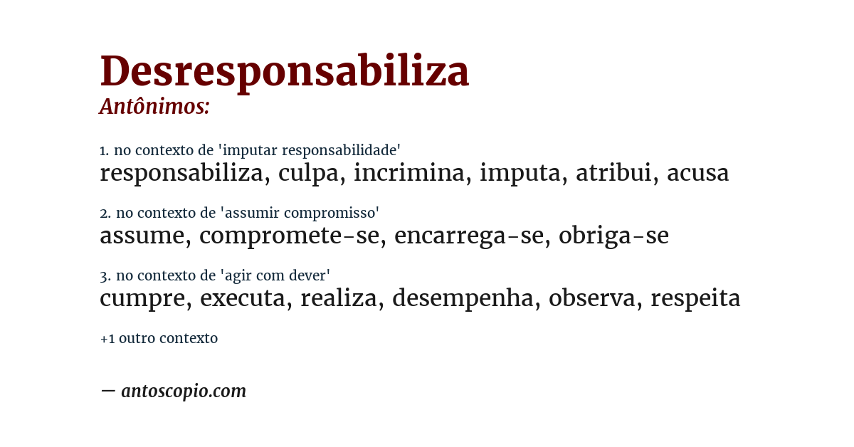 Antônimo de desresponsabiliza