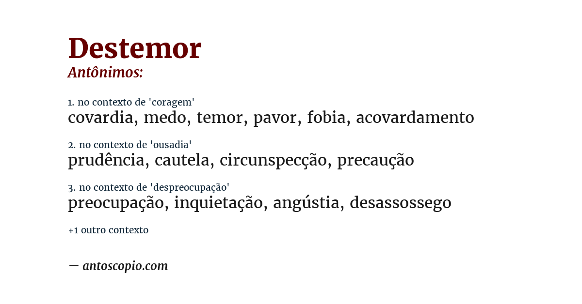 Antônimo de destemor
