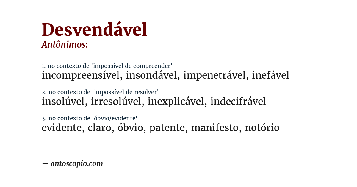 Antônimo de desvendável