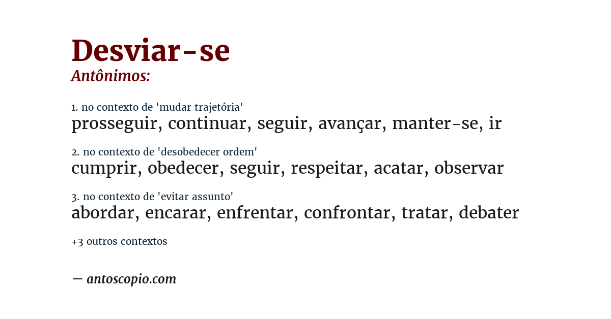 Antônimo de desviar-se