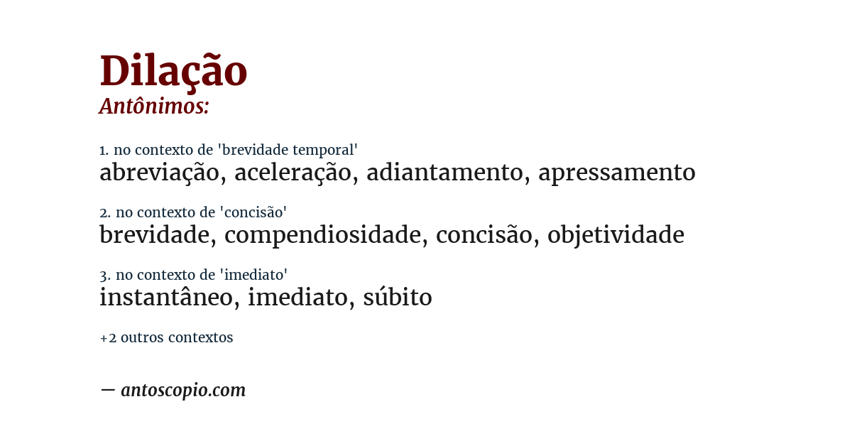 Antônimo de dilação