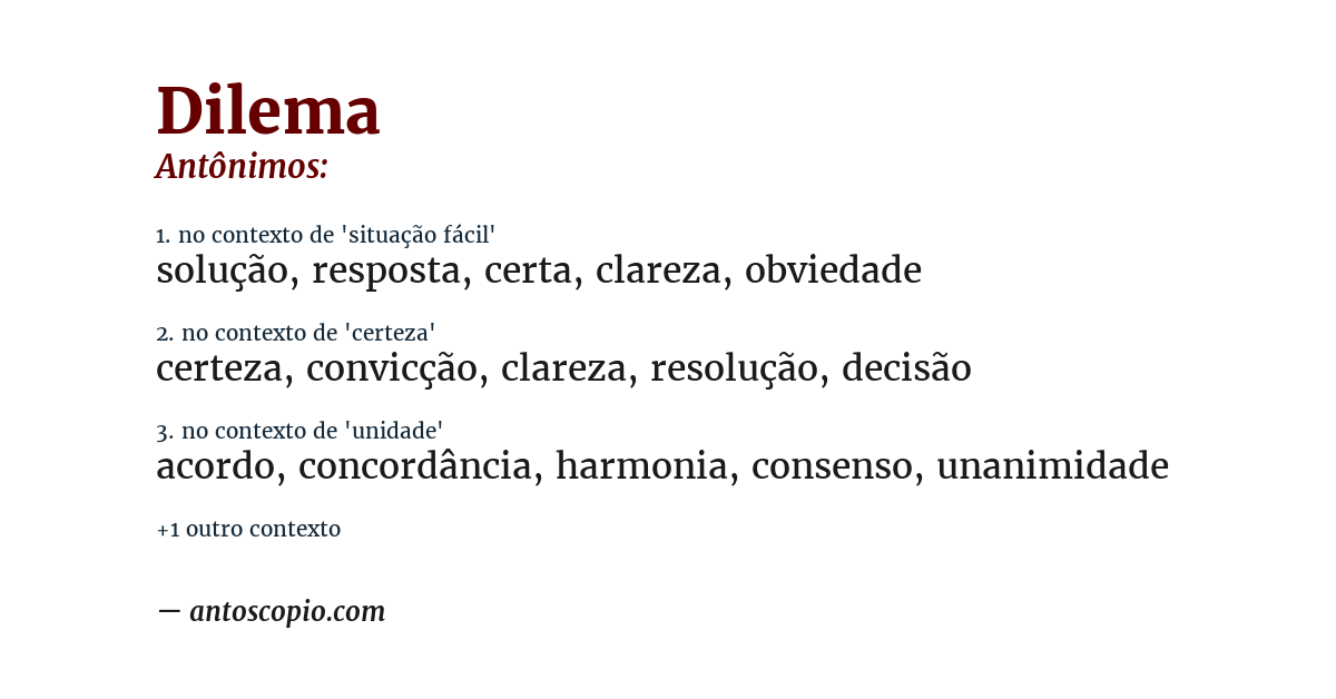 Antônimo de dilema