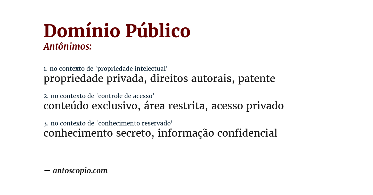 Antônimo de domínio público