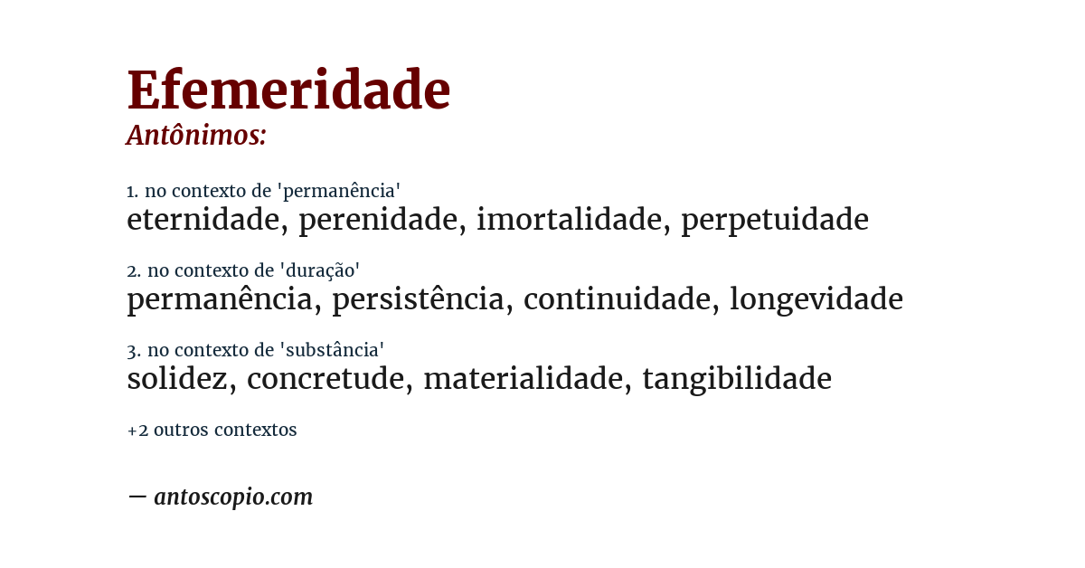 Antônimo de efemeridade