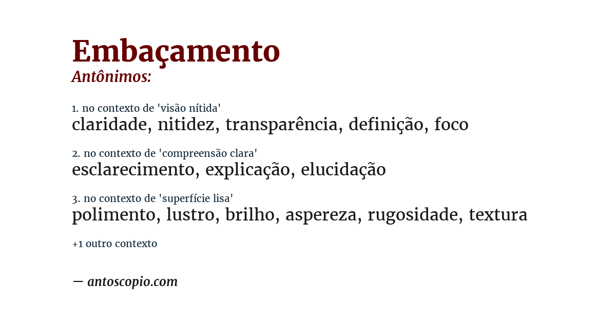 Antônimo de embaçamento