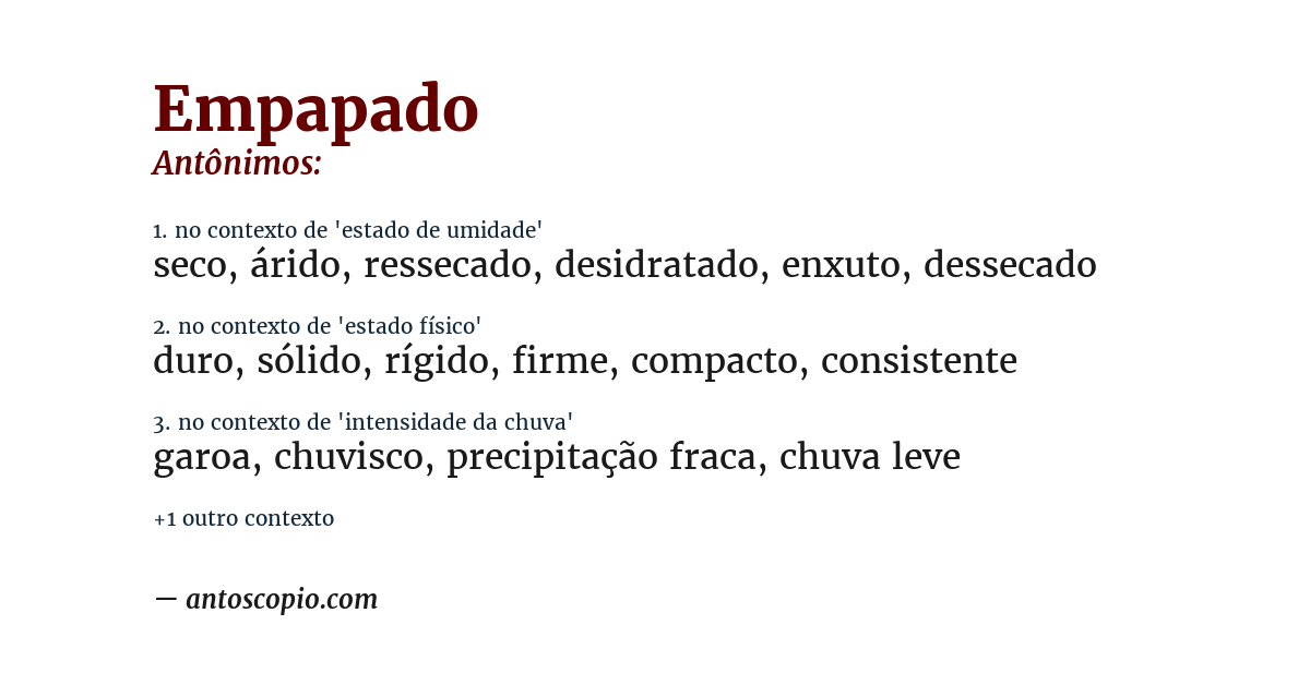 Antônimo de empapado