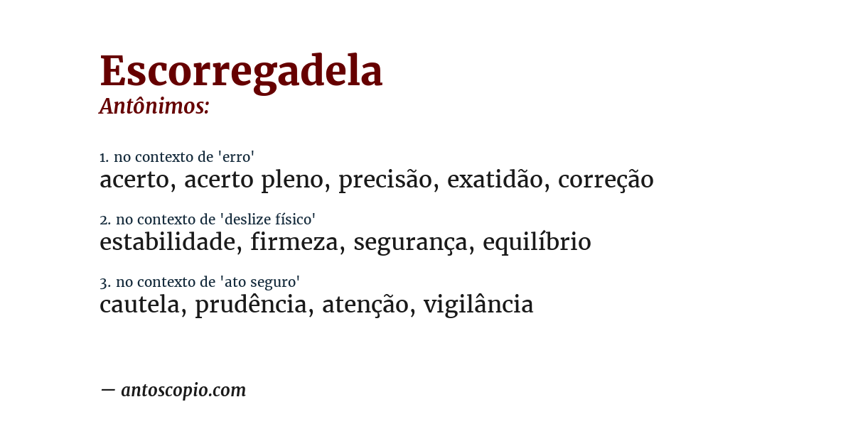 Antônimo de escorregadela