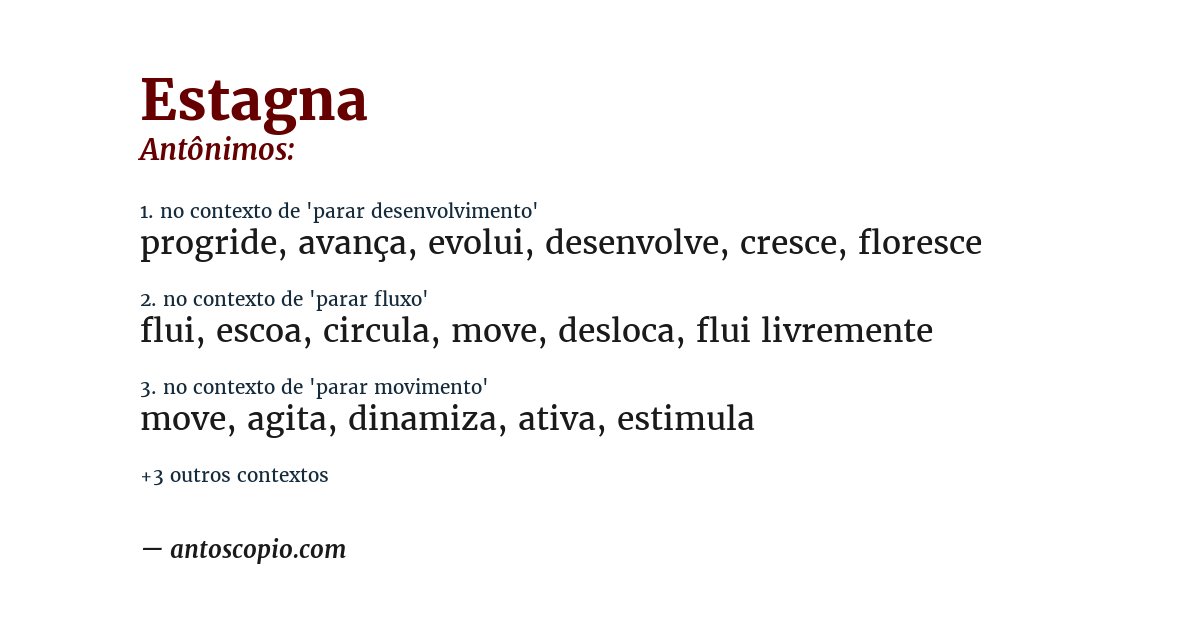 Antônimo de estagna