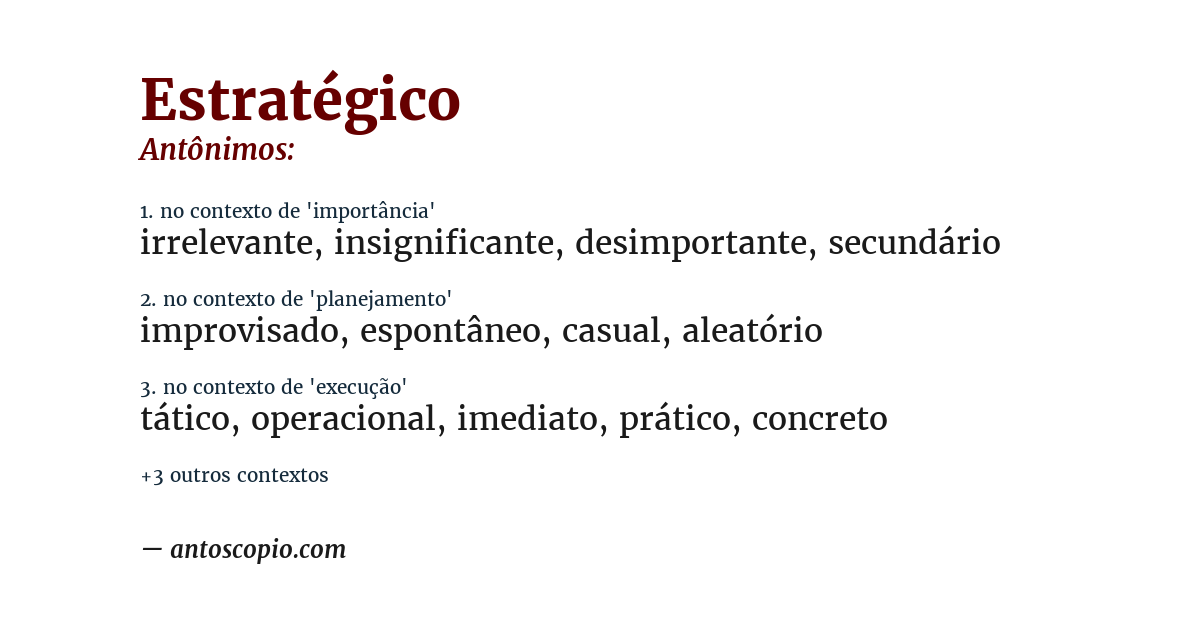 Antônimo de estratégico