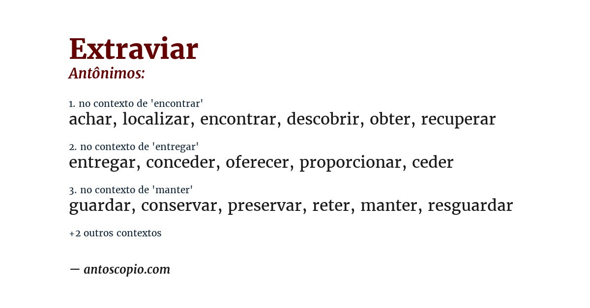 Antônimo de extraviar