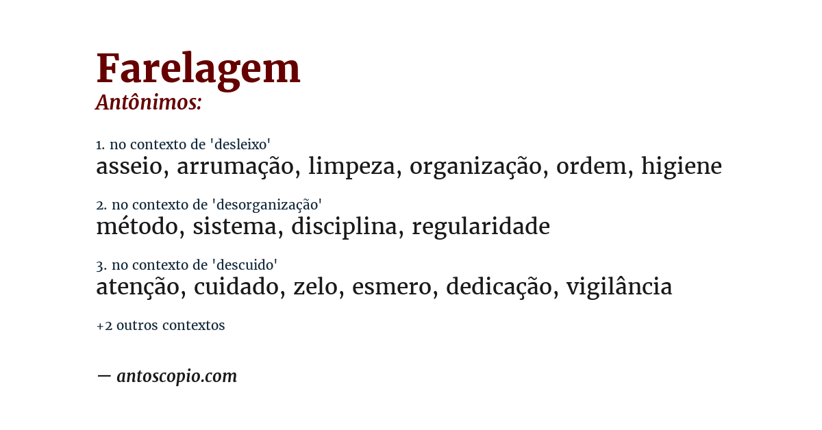 Antônimo de farelagem