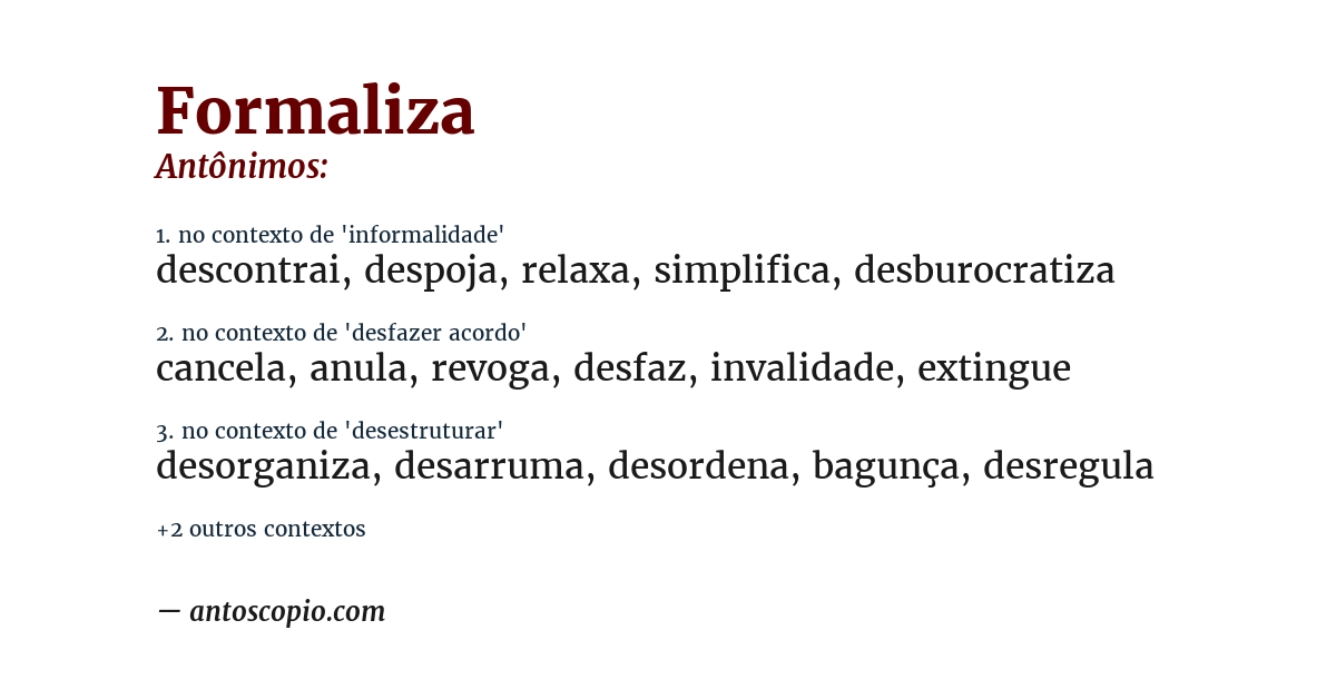 Antônimo de formaliza