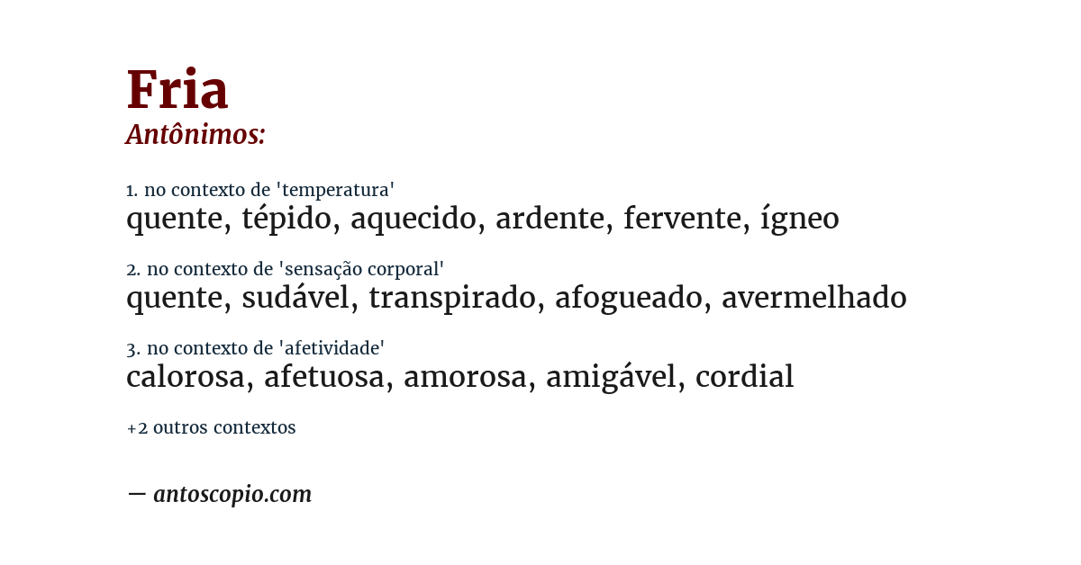 Antônimo de fria