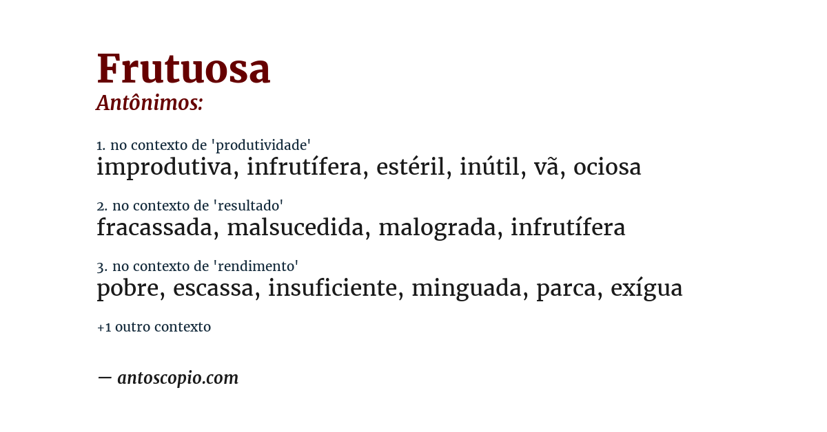 Antônimo de frutuosa