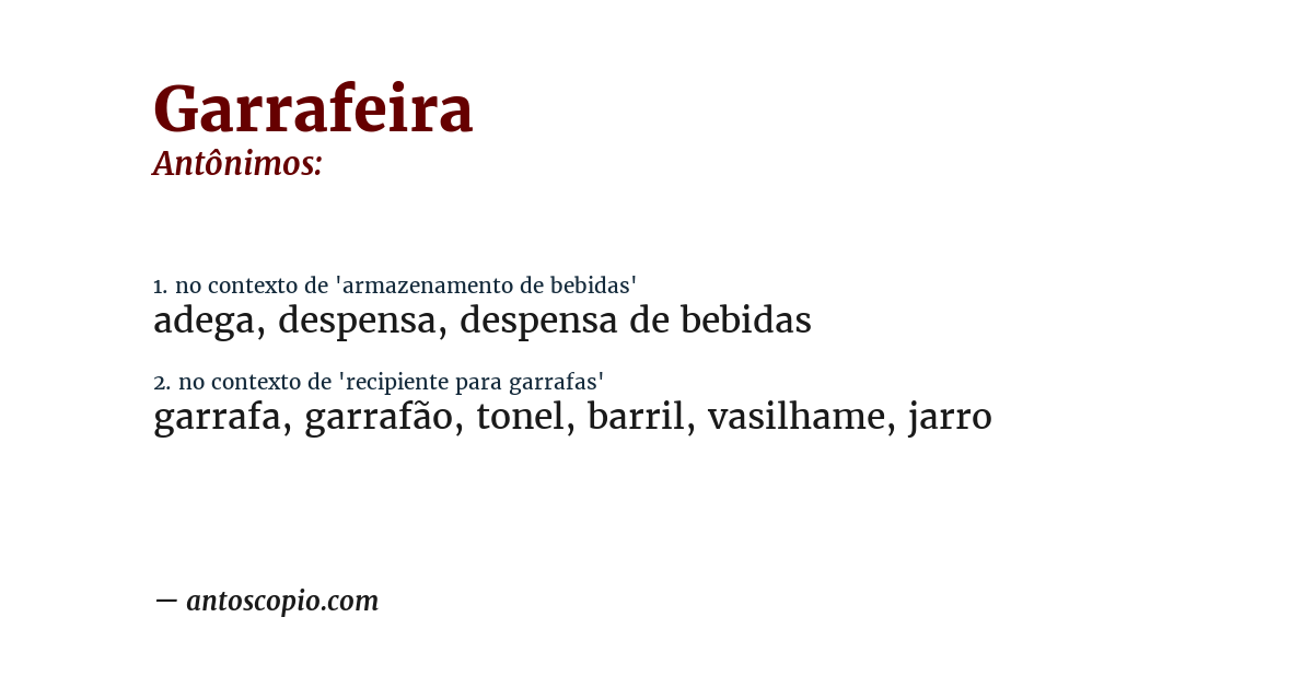 Antônimo de garrafeira