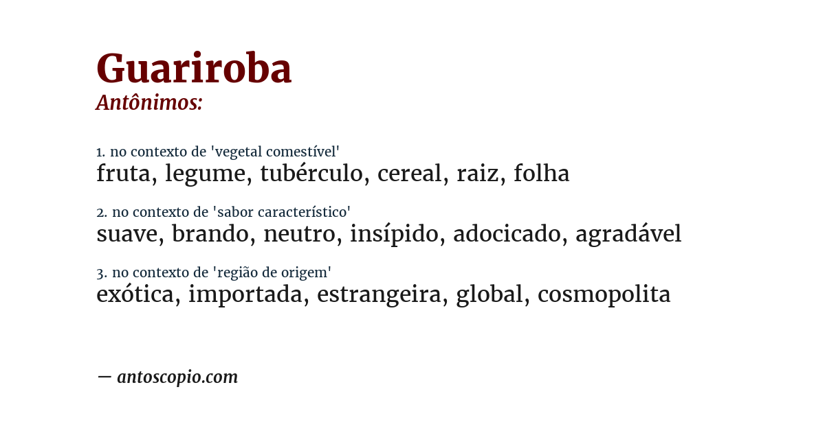 Antônimo de guariroba