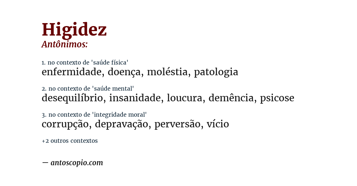 Antônimo de higidez