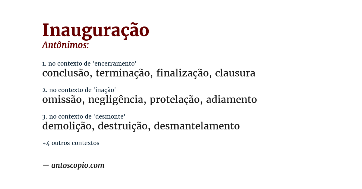 Antônimo de inauguração