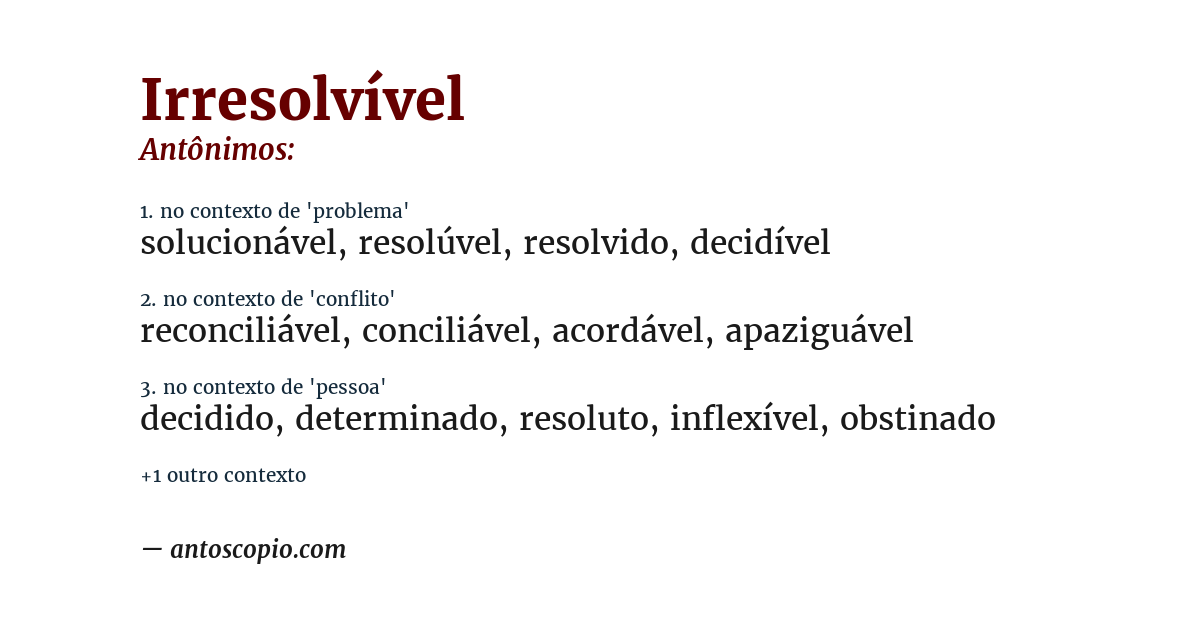 Antônimo de irresolvível