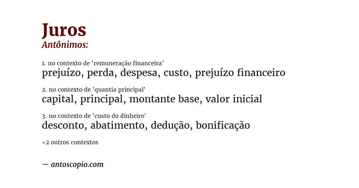 Antônimo de juros