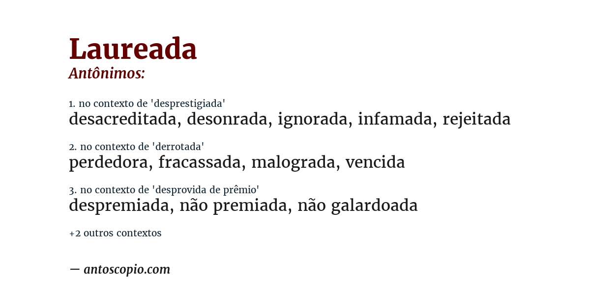 Antônimo de laureada