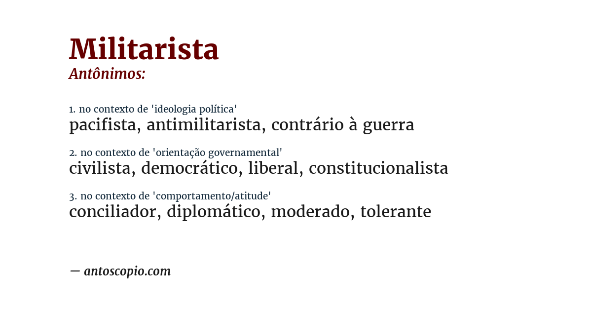 Antônimo de militarista