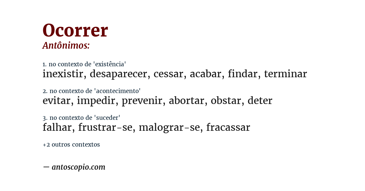Antônimo de ocorrer