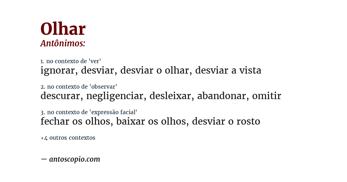 Antônimo de olhar